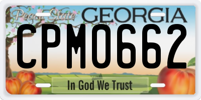 GA license plate CPM0662