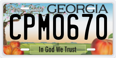 GA license plate CPM0670