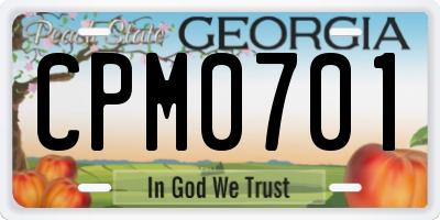 GA license plate CPM0701