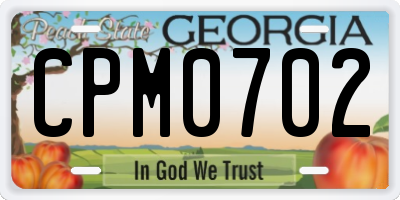 GA license plate CPM0702