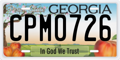 GA license plate CPM0726