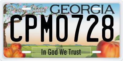 GA license plate CPM0728
