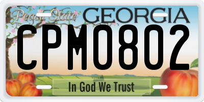 GA license plate CPM0802