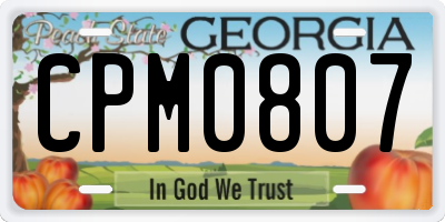 GA license plate CPM0807