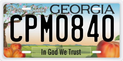 GA license plate CPM0840
