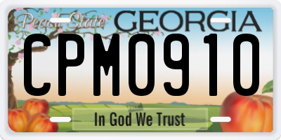 GA license plate CPM0910