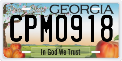 GA license plate CPM0918