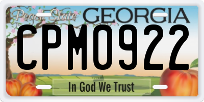 GA license plate CPM0922