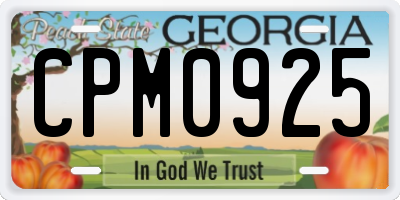 GA license plate CPM0925
