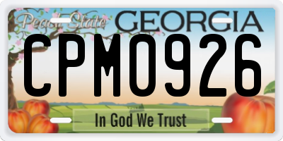 GA license plate CPM0926
