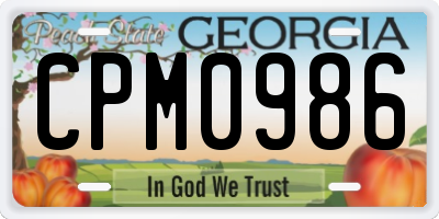 GA license plate CPM0986
