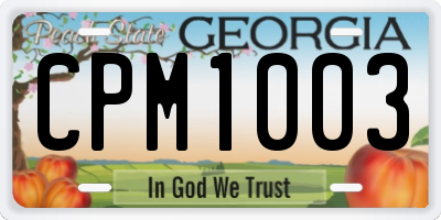 GA license plate CPM1003