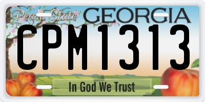 GA license plate CPM1313
