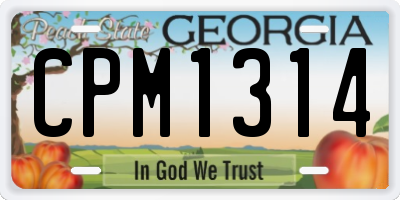 GA license plate CPM1314