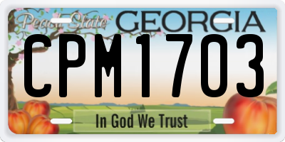 GA license plate CPM1703