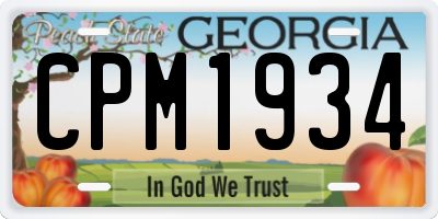 GA license plate CPM1934