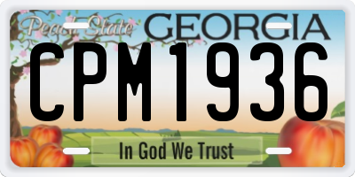GA license plate CPM1936
