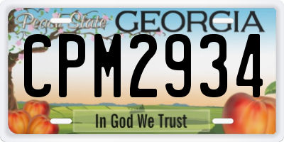 GA license plate CPM2934