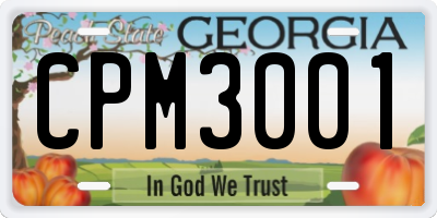 GA license plate CPM3001
