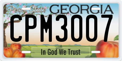 GA license plate CPM3007