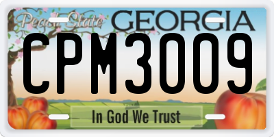 GA license plate CPM3009