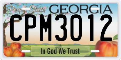 GA license plate CPM3012