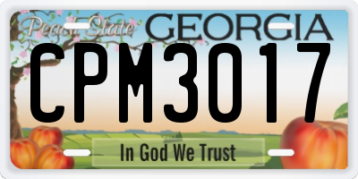 GA license plate CPM3017