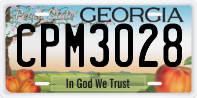 GA license plate CPM3028