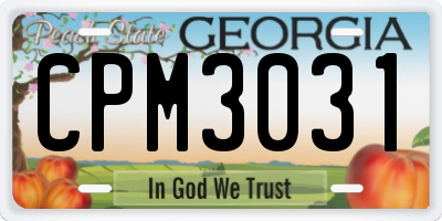 GA license plate CPM3031