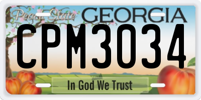 GA license plate CPM3034