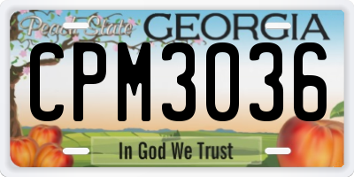 GA license plate CPM3036