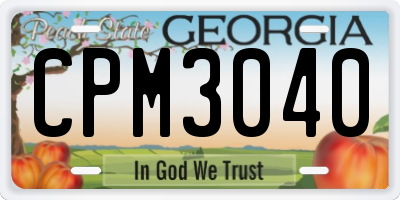 GA license plate CPM3040