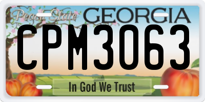 GA license plate CPM3063