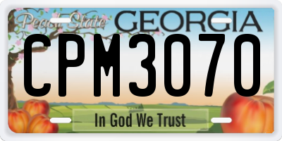 GA license plate CPM3070
