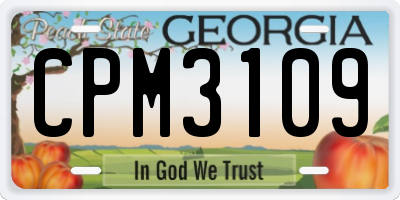 GA license plate CPM3109