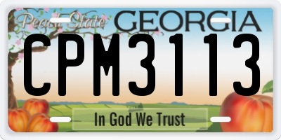 GA license plate CPM3113