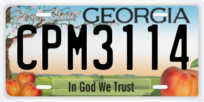 GA license plate CPM3114