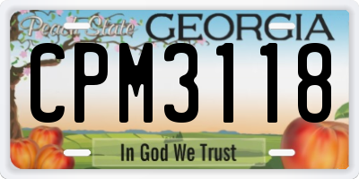 GA license plate CPM3118