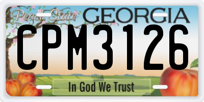 GA license plate CPM3126