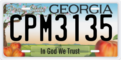 GA license plate CPM3135