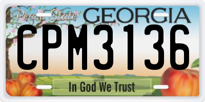 GA license plate CPM3136