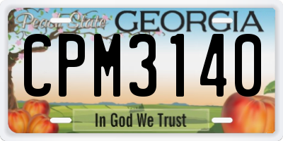 GA license plate CPM3140