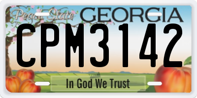 GA license plate CPM3142