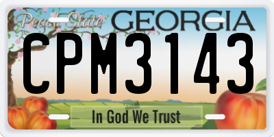 GA license plate CPM3143