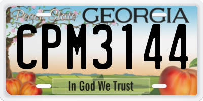 GA license plate CPM3144