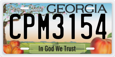 GA license plate CPM3154
