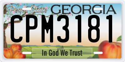 GA license plate CPM3181