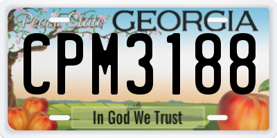 GA license plate CPM3188