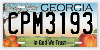 GA license plate CPM3193