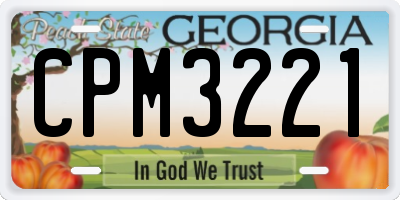 GA license plate CPM3221